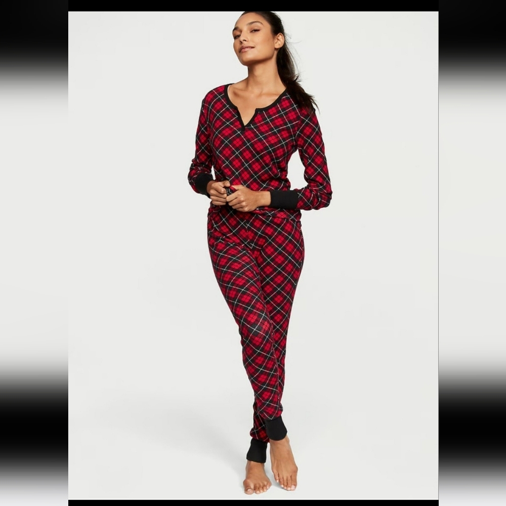 Plaid Thermal Long Pajama Set